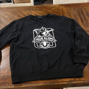 True Religion Black Graphic Crewneck Sweater
